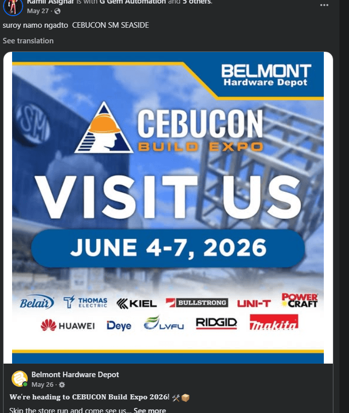 CEBUCON BUILD EXPO 2026: Visit Us at SM Seaside City Cebu with Belmont Hardware Depot!